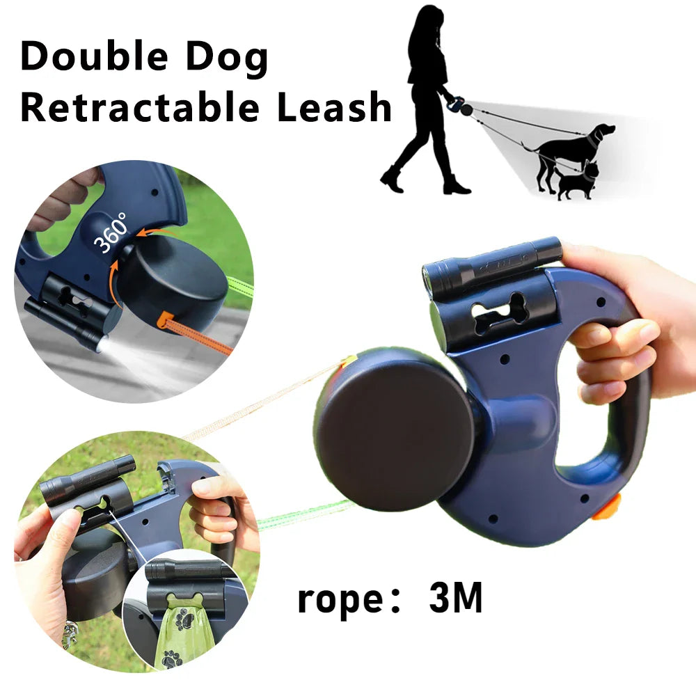 Retractable Dual Doggie Leash